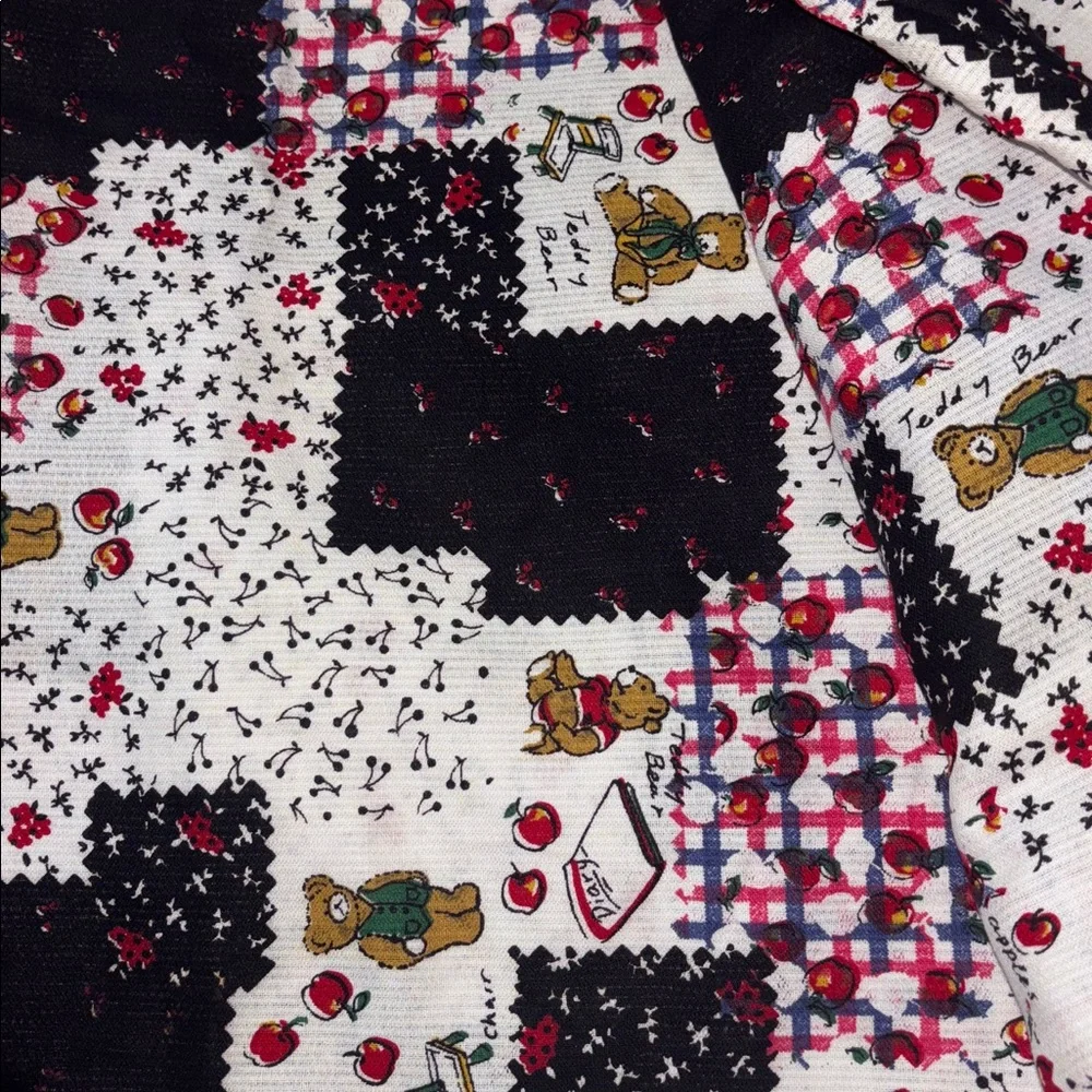 Vintage Design Patchwork Teddy Bear Bedding Fabric, 6+ Yards 🧸 🍎
